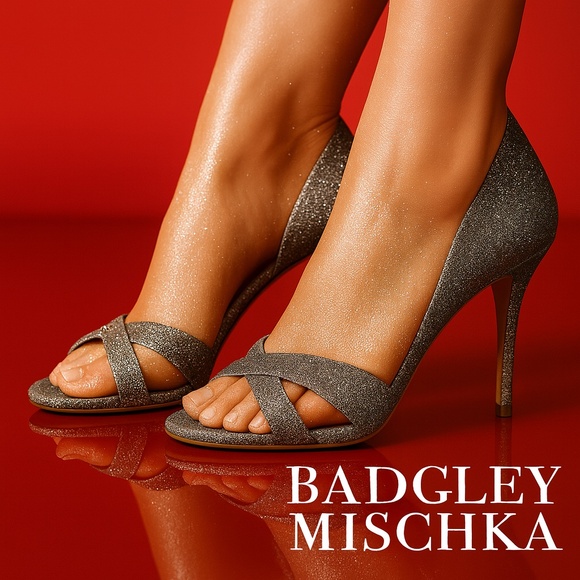 Badgley Mischka Glitter D’Orsay Open Toe Sparkly Heels - Picture 1 of 12